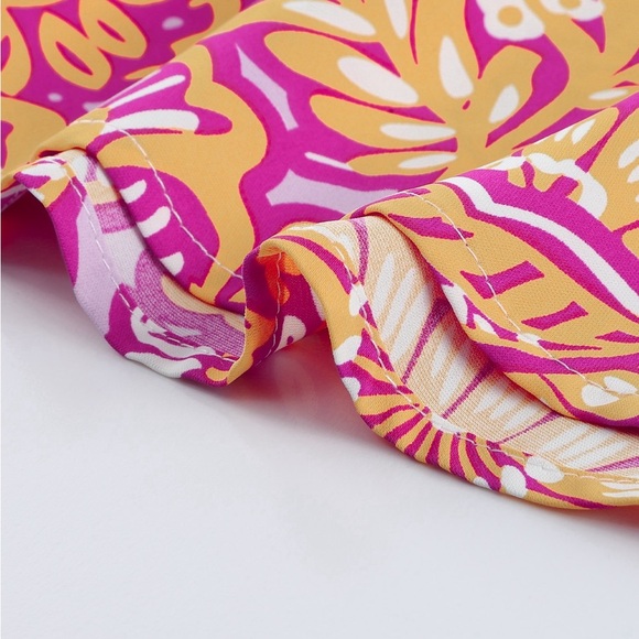 Boho Floral Print Belted Surplice Blouse Bohemian Top - Picture 14 of 15